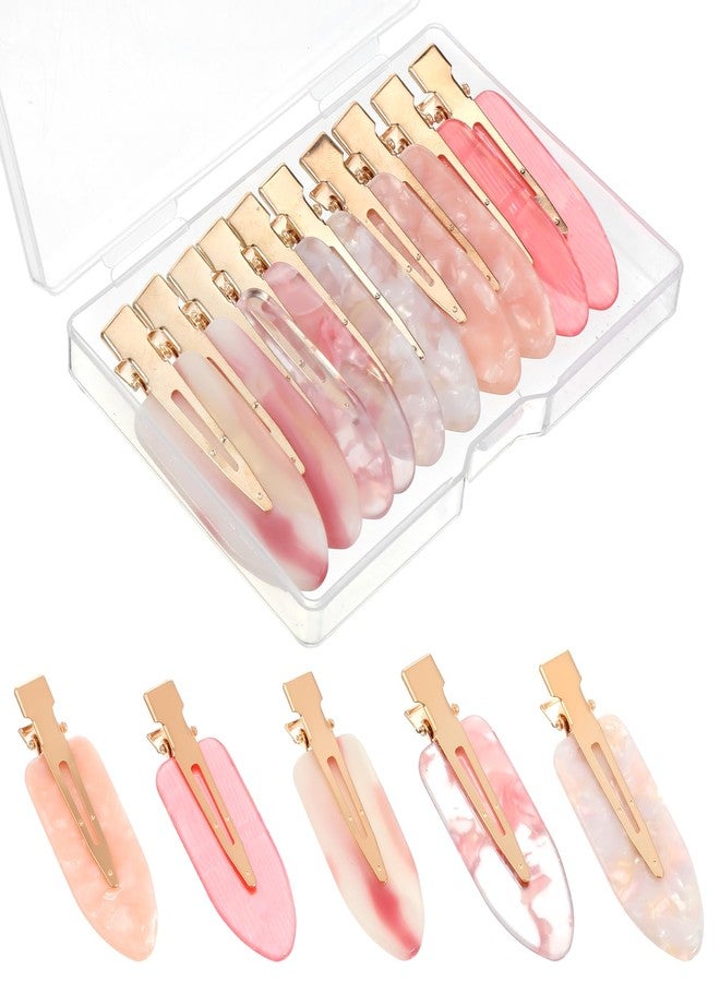 Psyqtsuary 10 Pcs No Crease Hair Clips, No Bend Hair Clips Glitter Pink Bangs Clip Bridesmaid Barrettes for Makeup Creaseless Barrettes Bridesmaid Gifts HairSetting Clip - Image 1